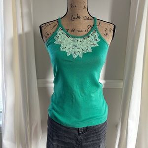 Racerback cotton tank top with lace